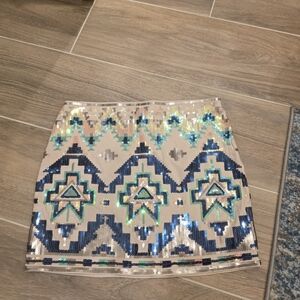 Express Multicolor Sequin Pencil Skirt